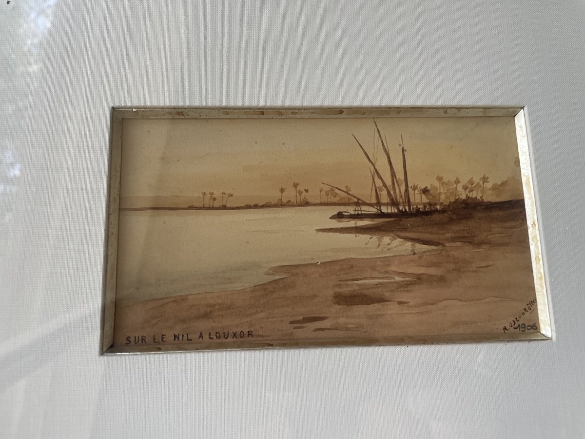 Dessin orientaliste . Le Nil à Louxor -photo-7