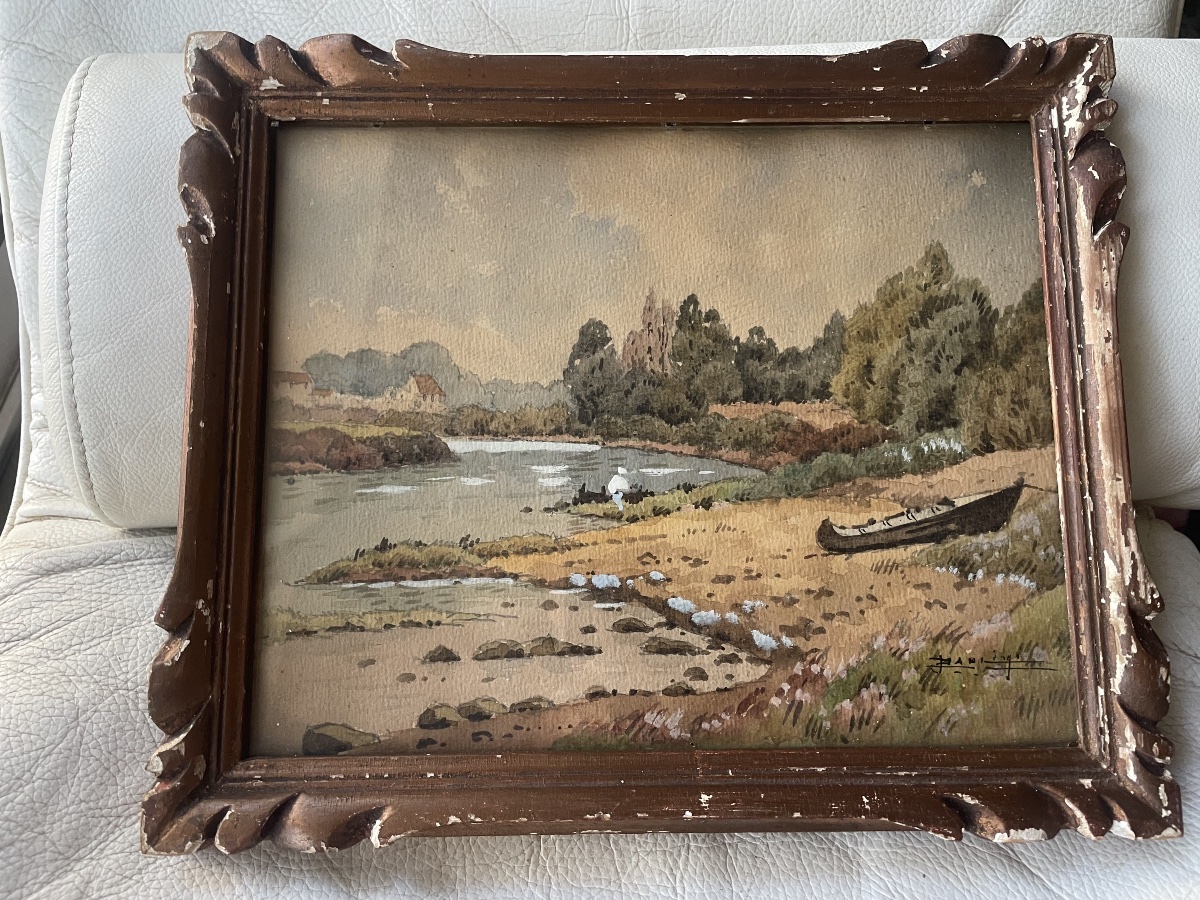Watercolor Of The Charentes River In Saintes-photo-1
