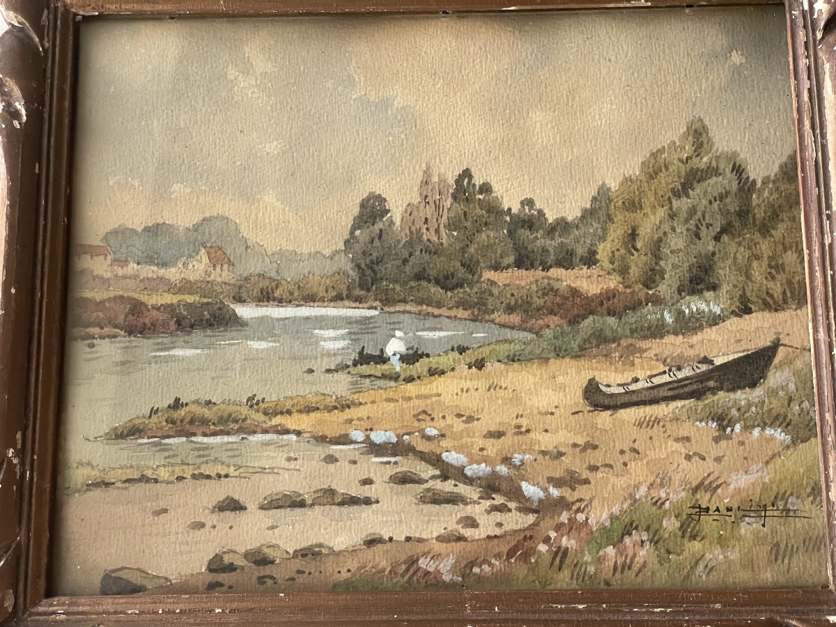 Watercolor Of The Charentes River In Saintes-photo-2