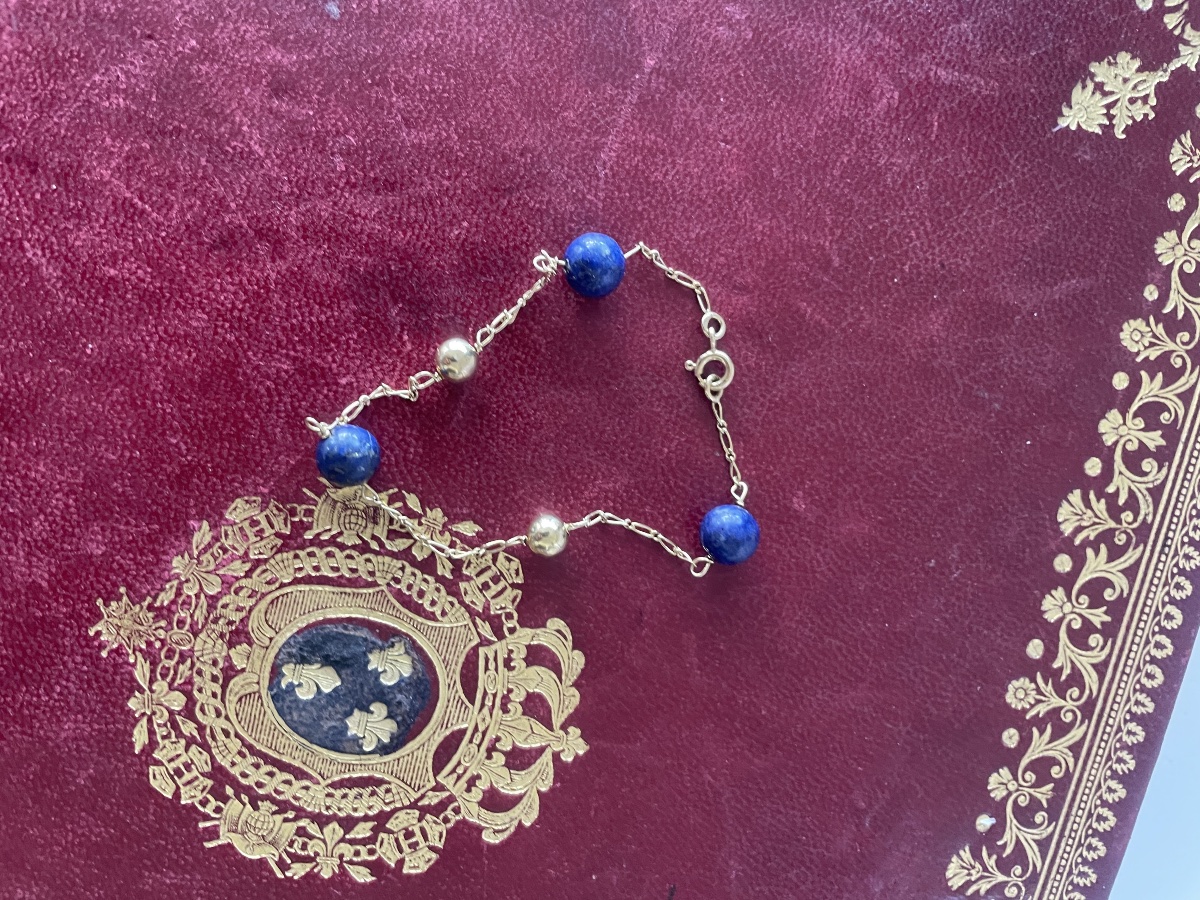 Bracelet or et lapiz Lazuli 