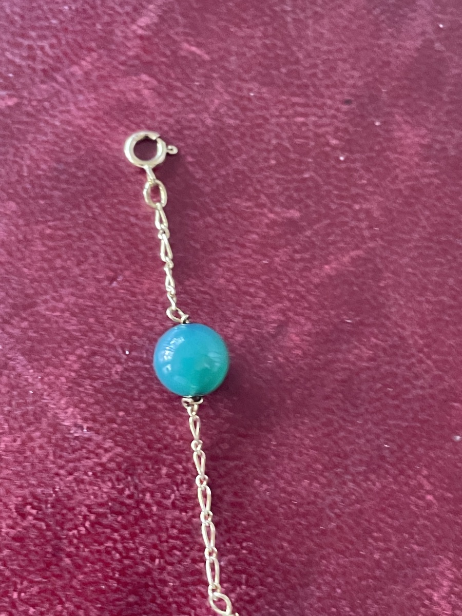 18-karat Gold Bracelet With Fine Pearls And Jade -photo-4