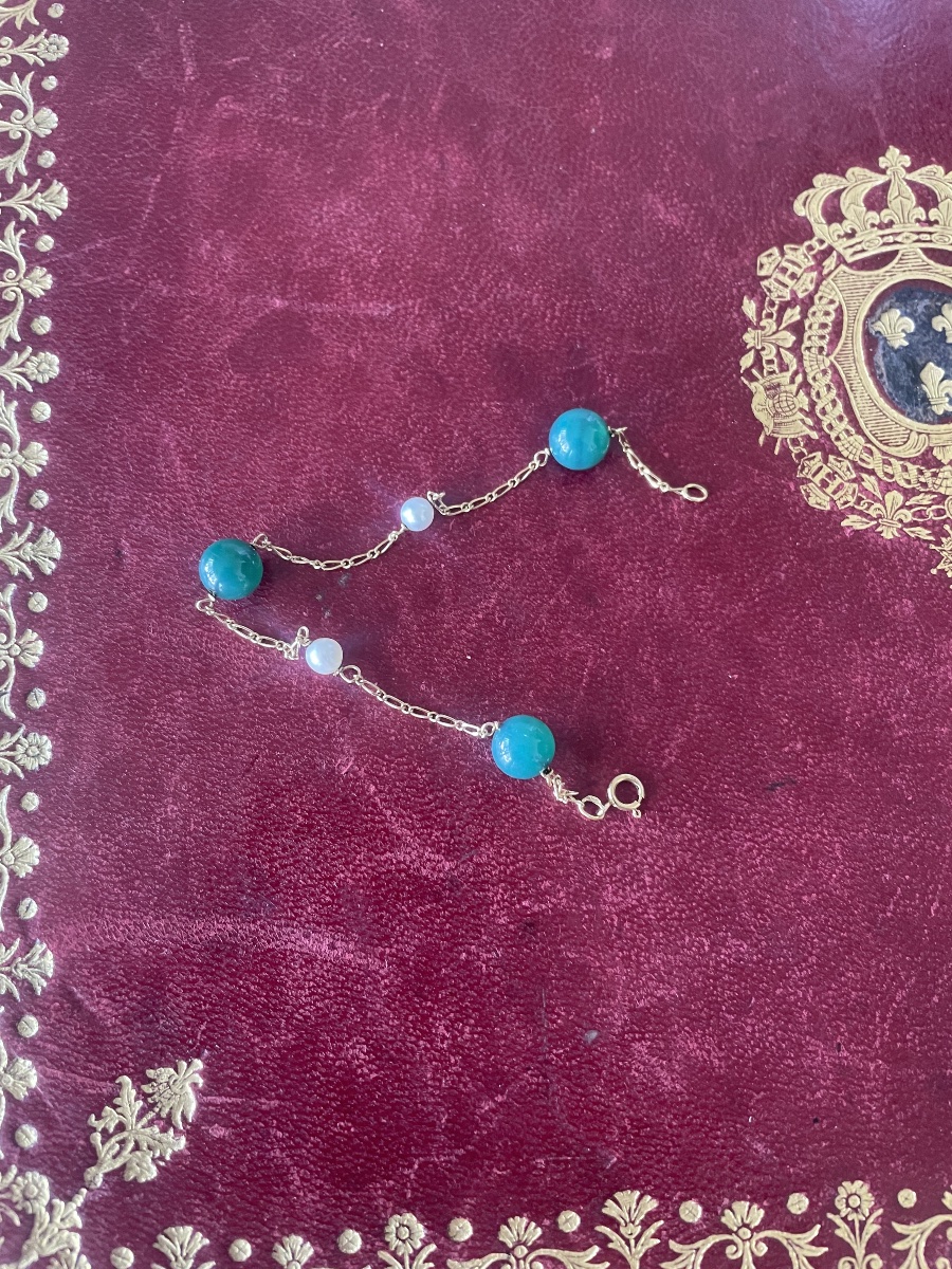 18-karat Gold Bracelet With Fine Pearls And Jade -photo-8