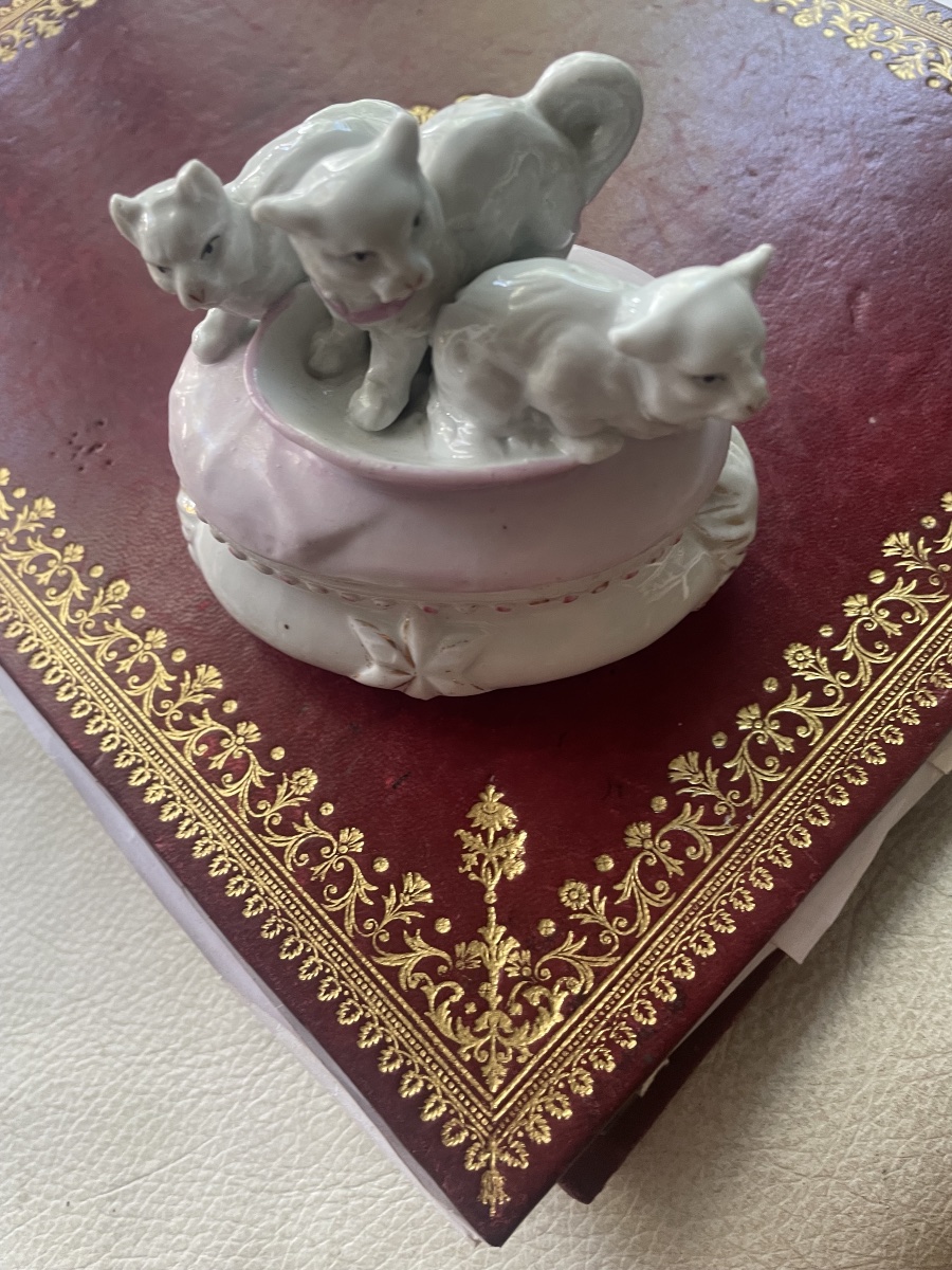 Boîte à bijoux porcelaine aux 3 chatons -photo-1