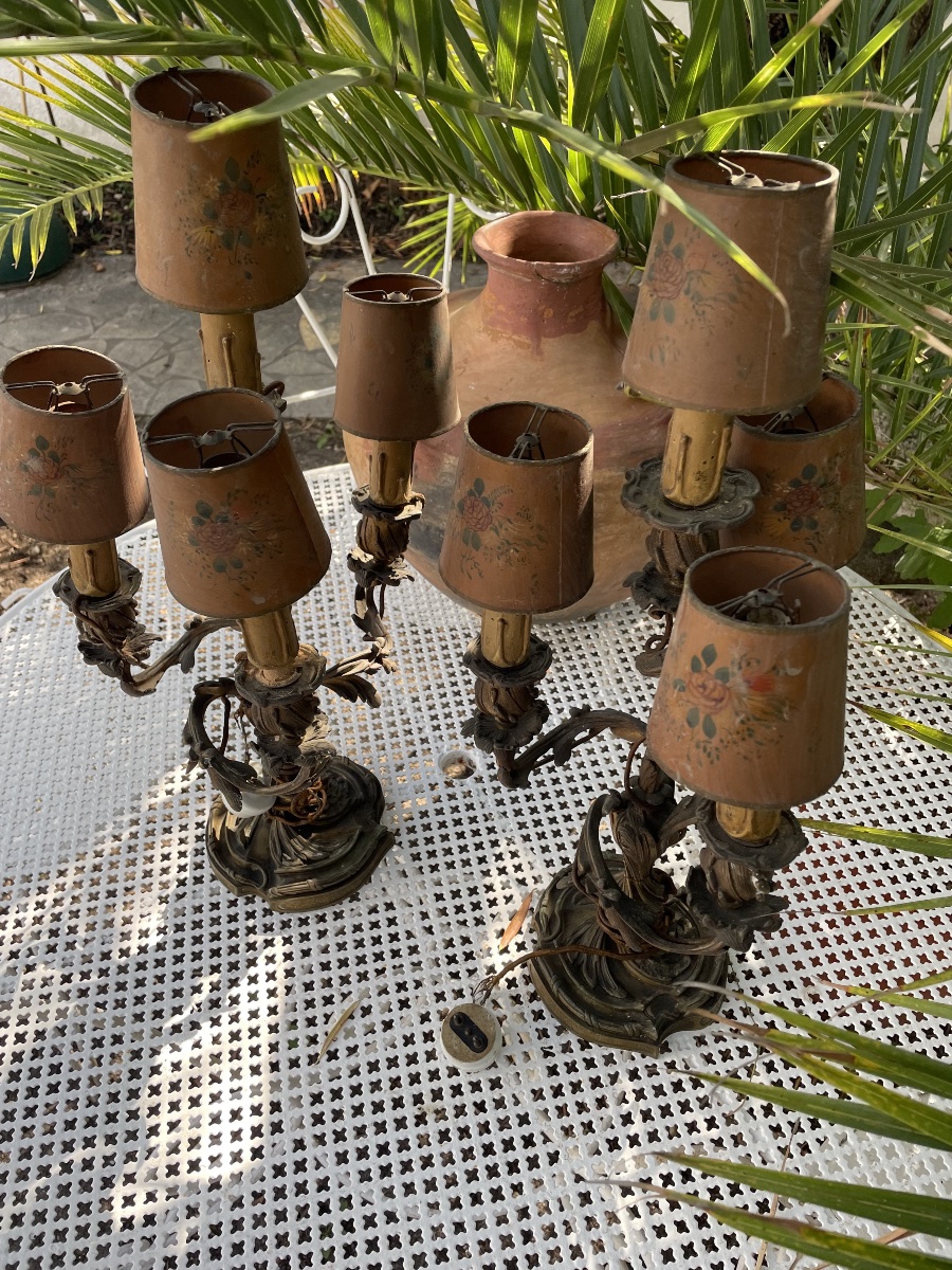 Pair Of 19th-century Bronze Candelabra -photo-1