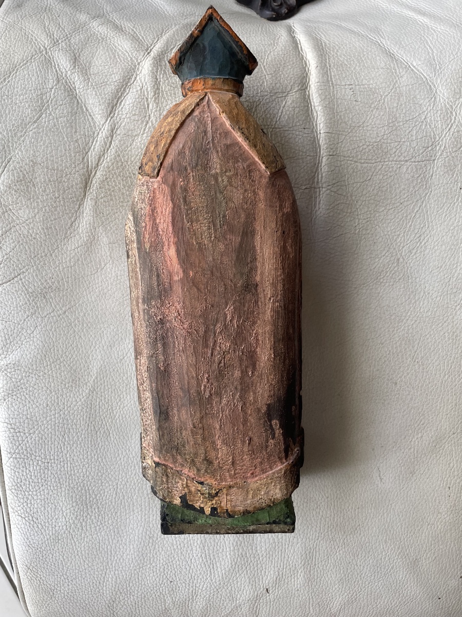 Religious Wooden Sculpture Of A Bishop -photo-1