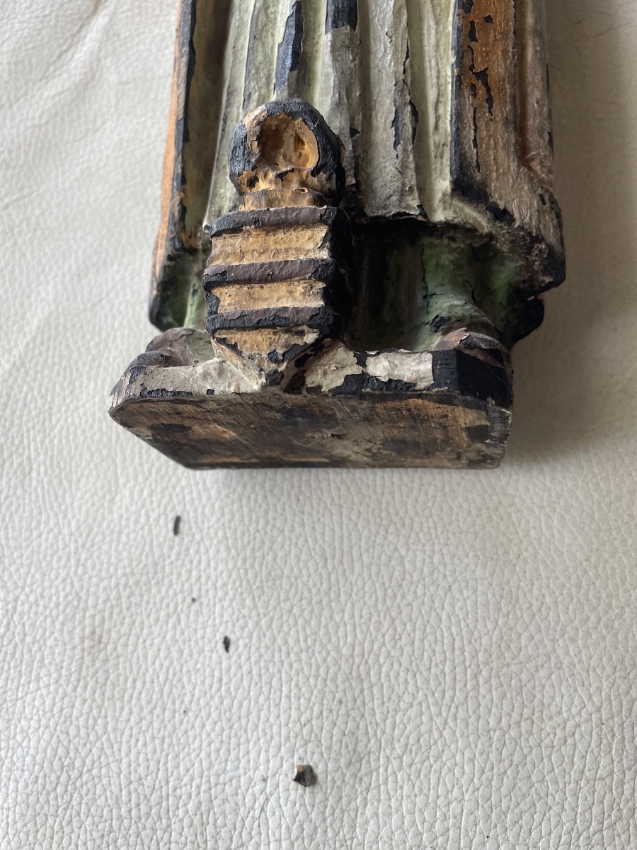 Religious Wooden Sculpture Of A Bishop -photo-3