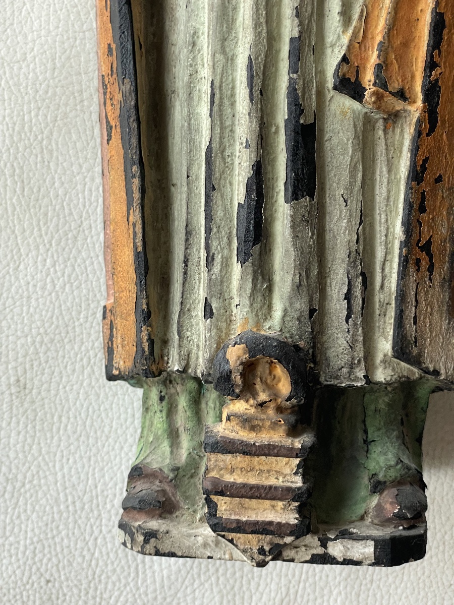 Religious Wooden Sculpture Of A Bishop -photo-5