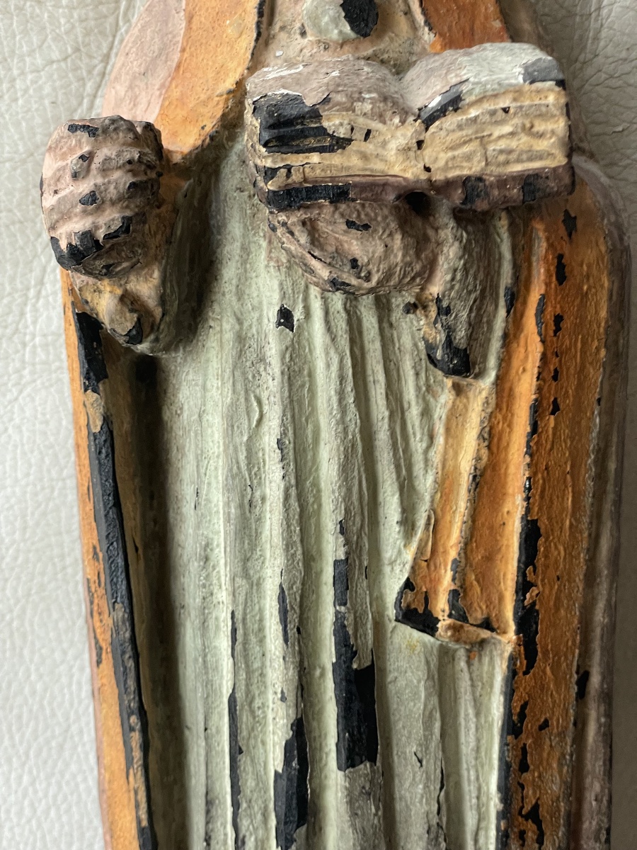 Religious Wooden Sculpture Of A Bishop -photo-6