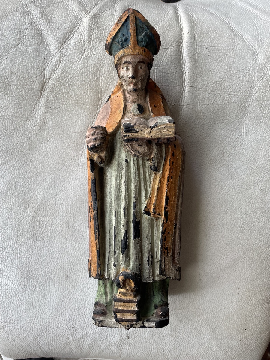 Religious Wooden Sculpture Of A Bishop -photo-8