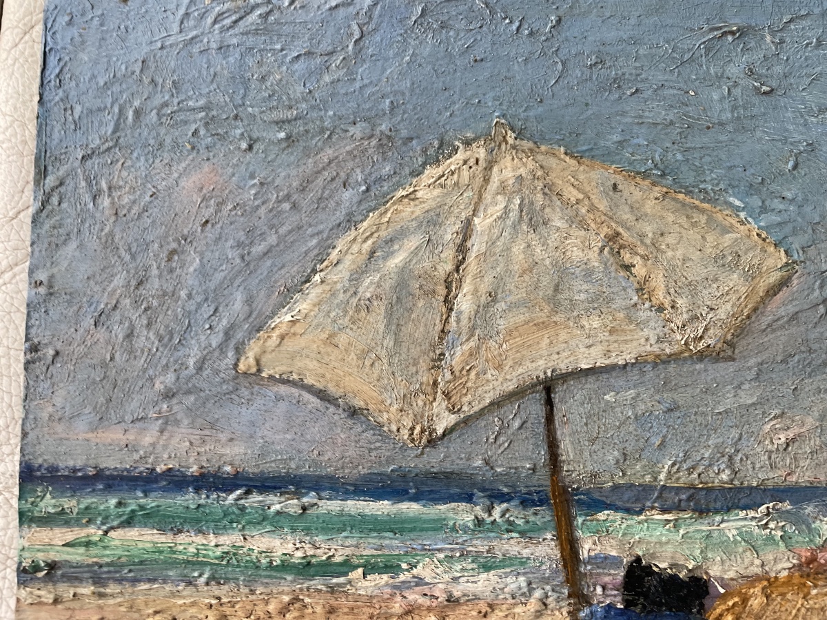 Mother And Child At The Beach By C. Bernard -photo-3