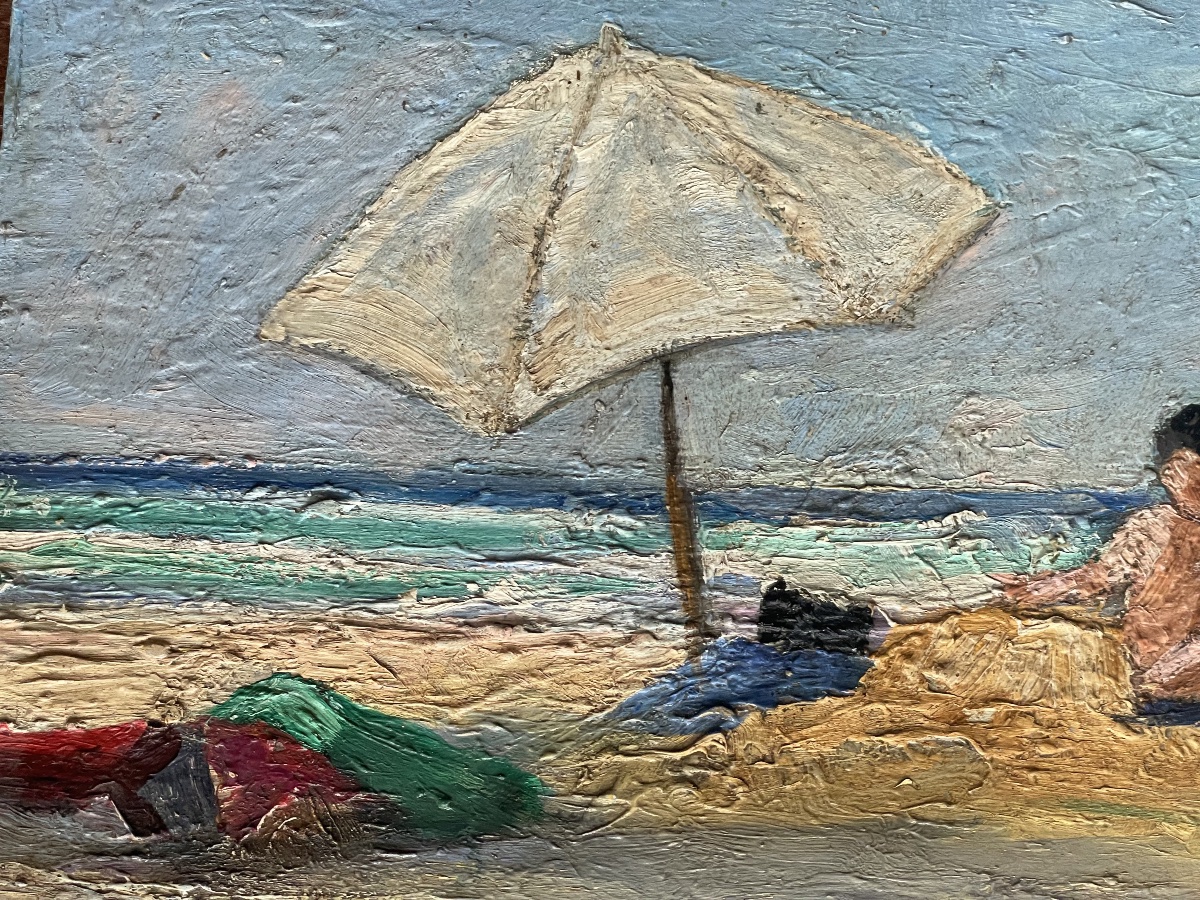 Mother And Child At The Beach By C. Bernard -photo-4