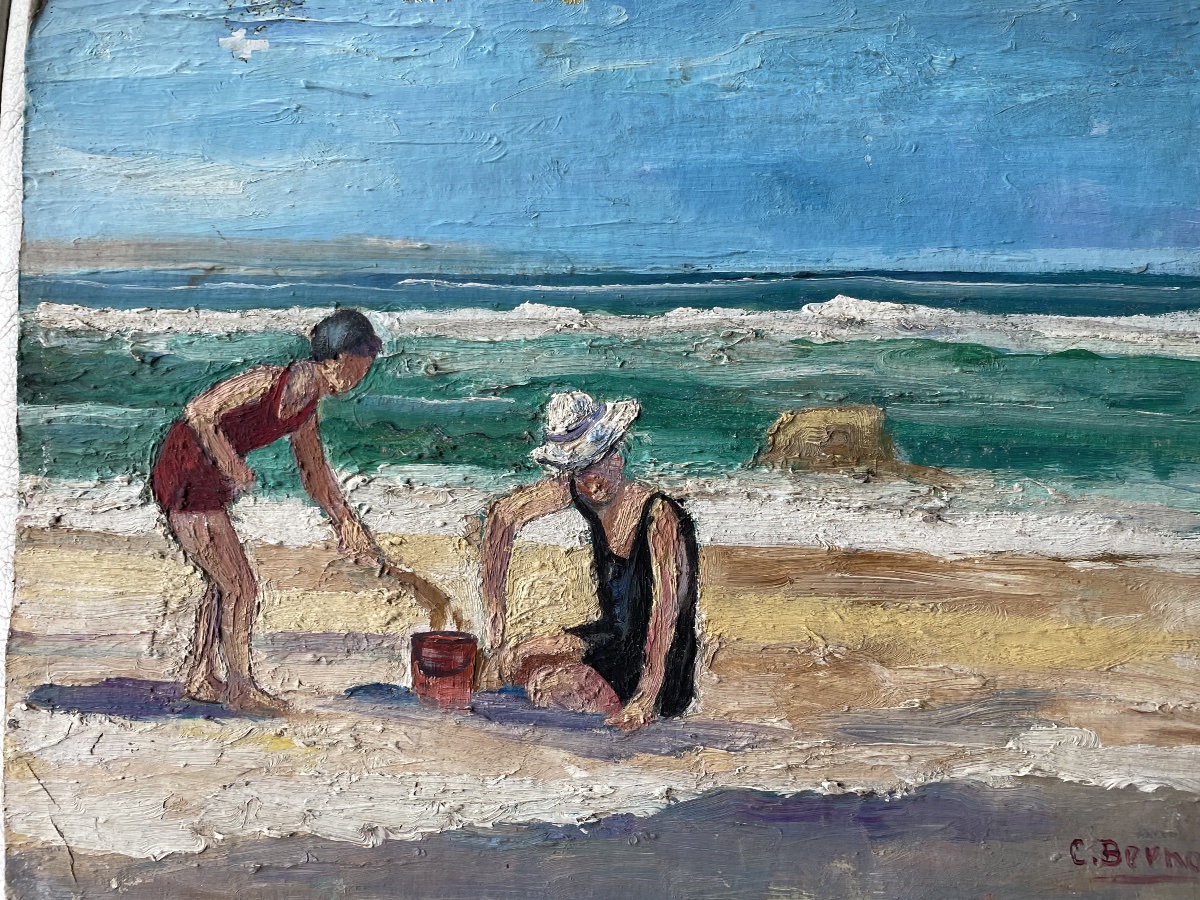 Mother And Child On Claude Bernard Beach 