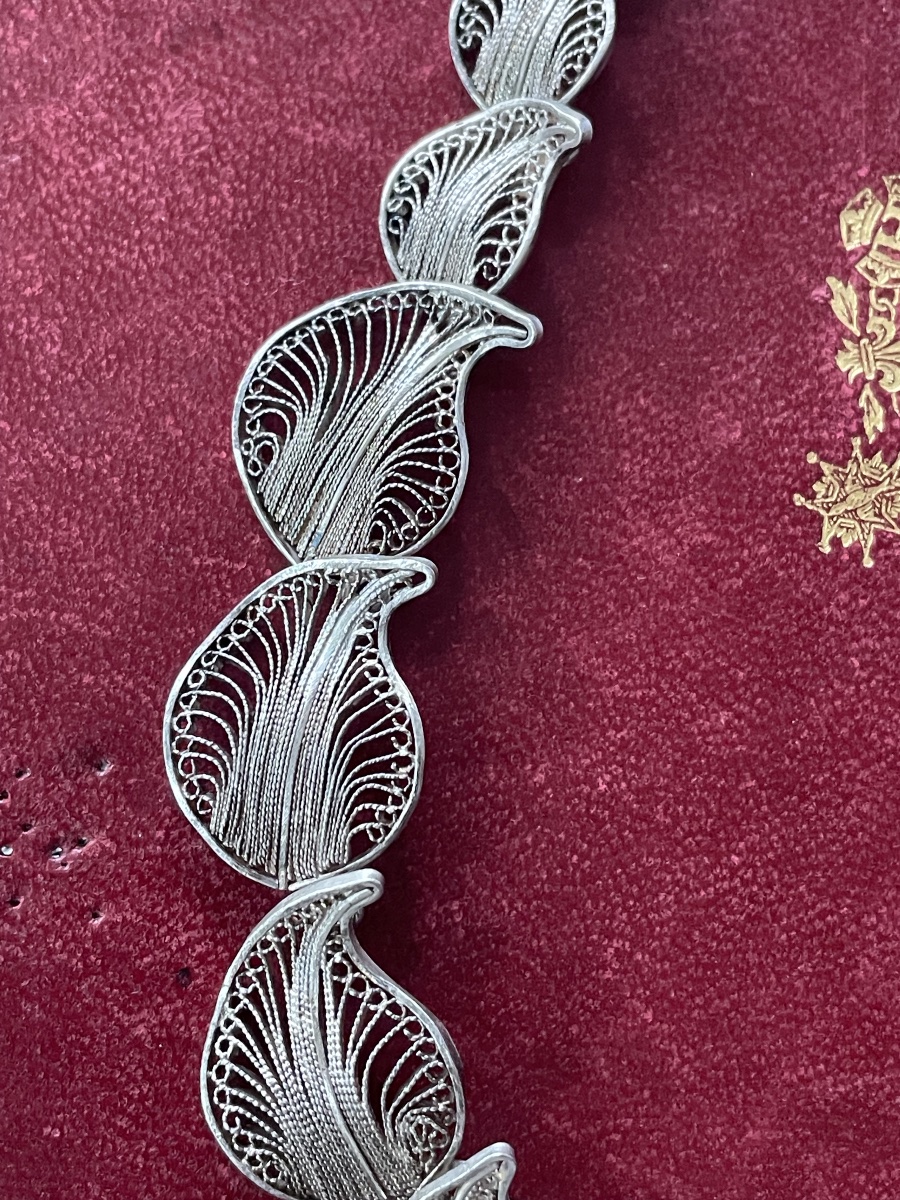 Collier pétales fleurs en  argent -photo-3