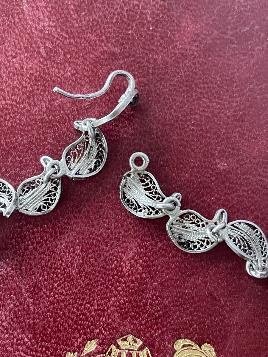 Collier pétales fleurs en  argent -photo-2