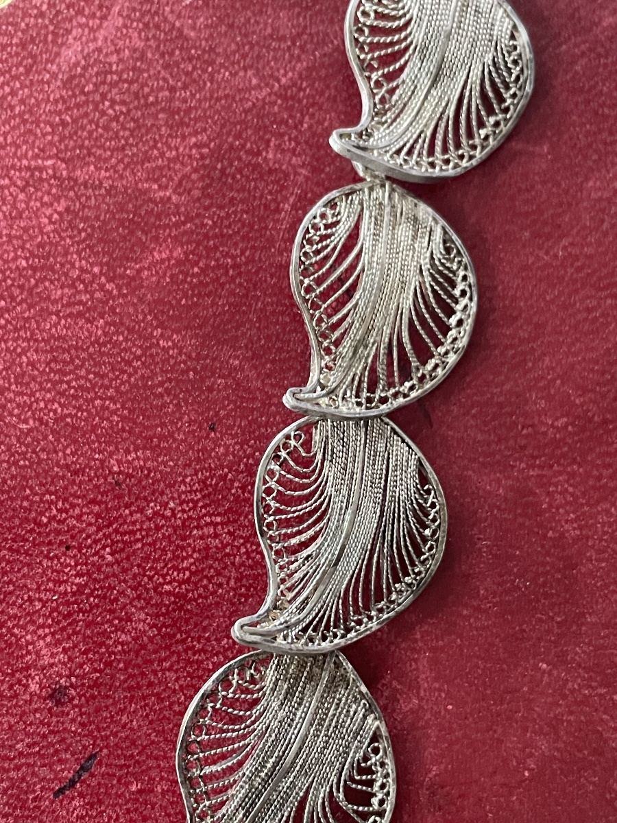 Collier pétales fleurs en  argent -photo-3