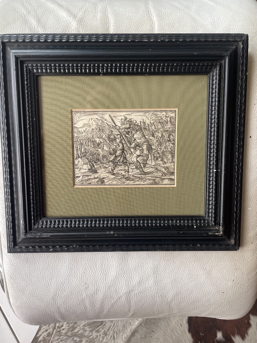 Gravure sur bois gravé XVI eme David et Goliath -photo-4