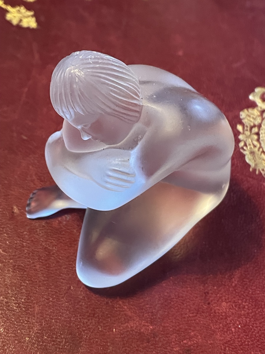 Lalique "crouching Woman" Crystal Figure -photo-5