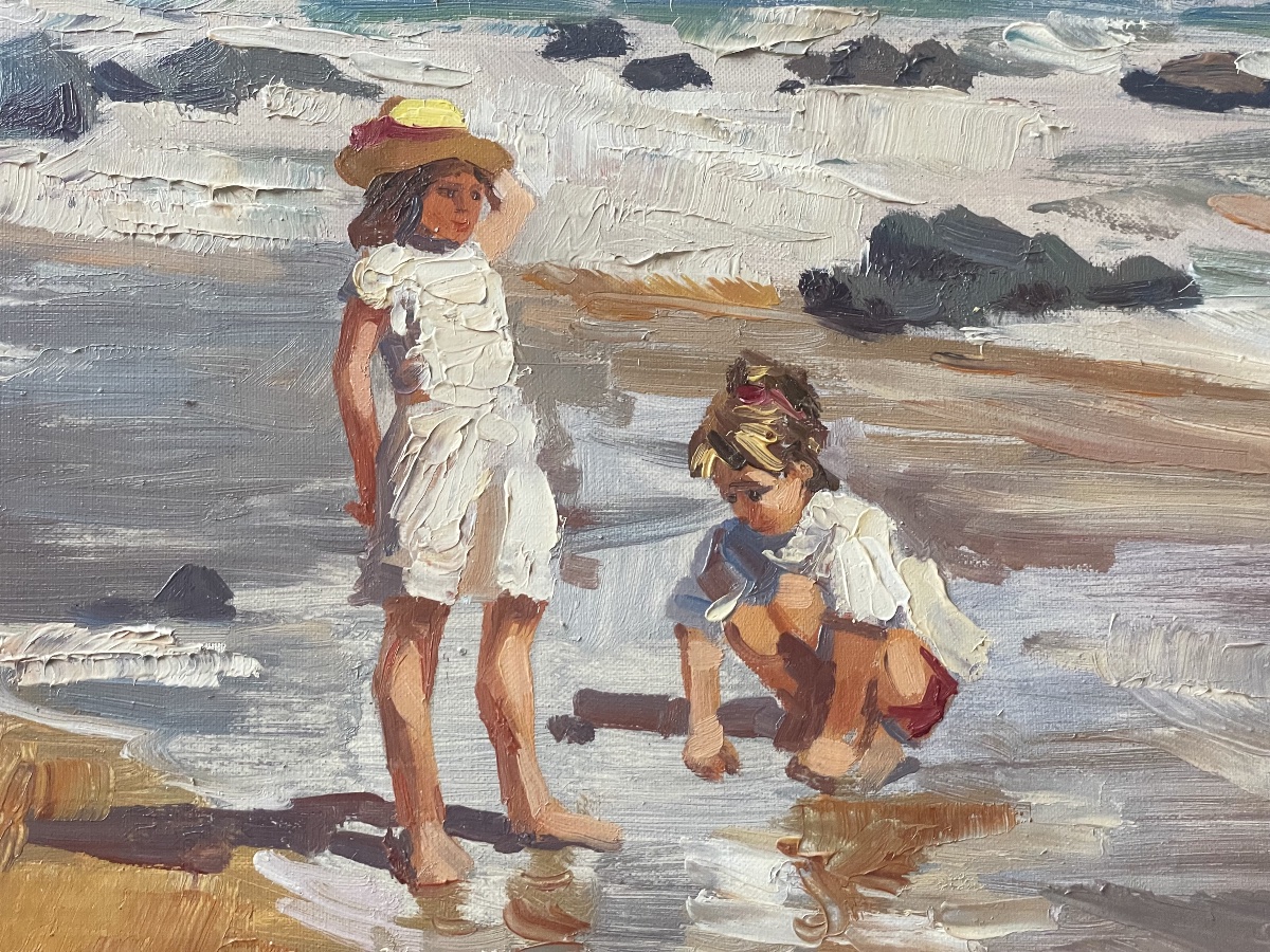 Russian Painting: Children At The Beach -photo-2