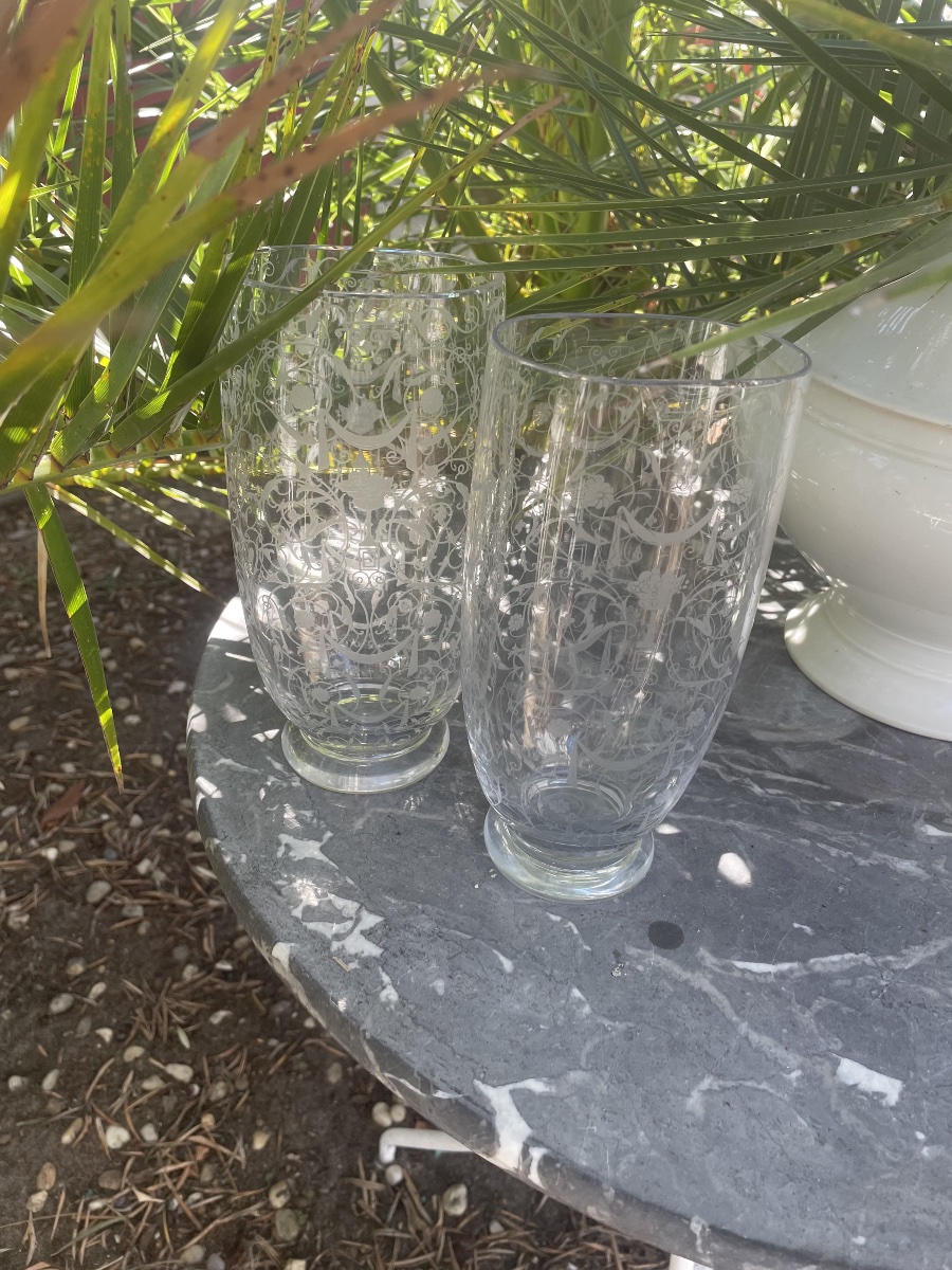 Paire de vases cristal gravé  de Baccarat -photo-4