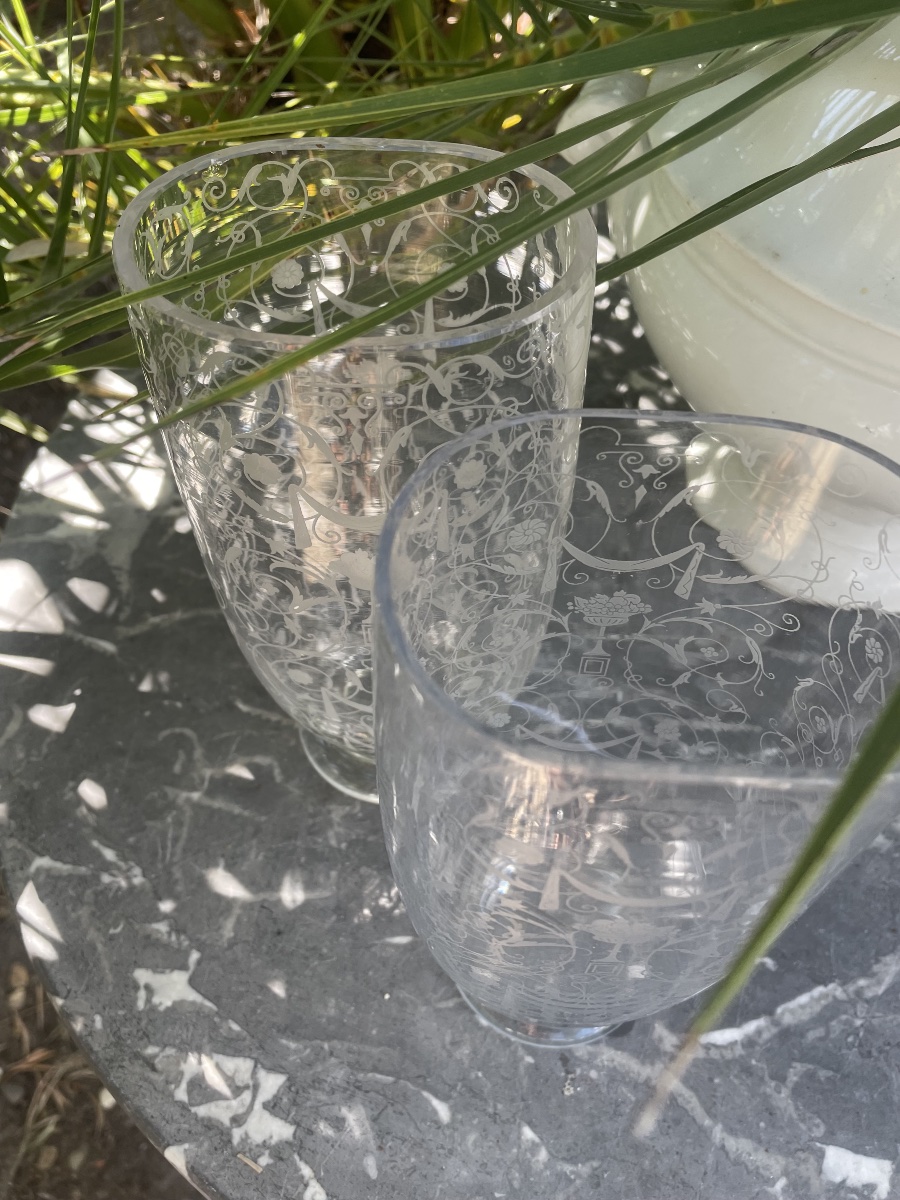 Paire de vases cristal gravé  de Baccarat -photo-5