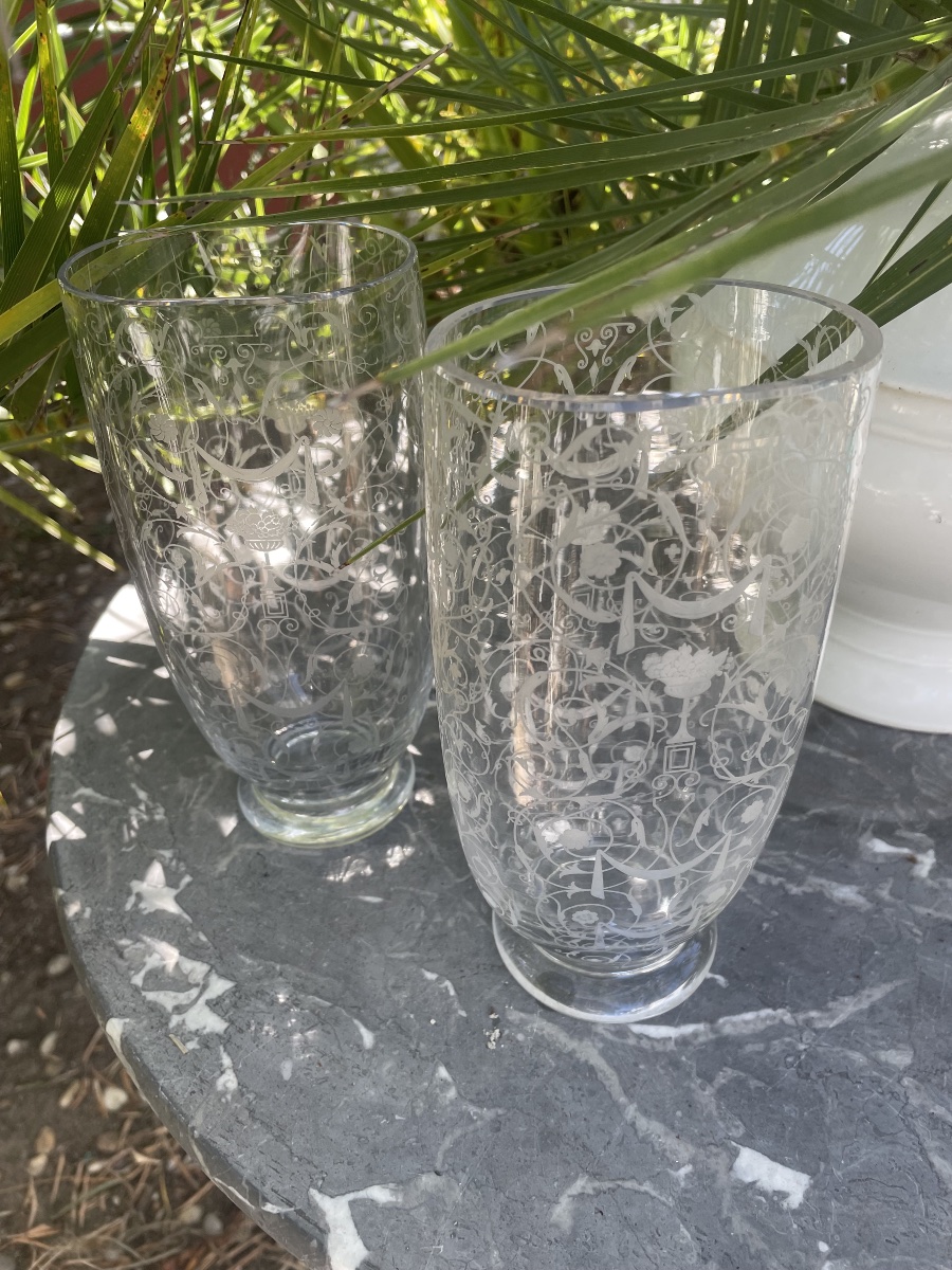 Paire de vases cristal gravé  de Baccarat -photo-7