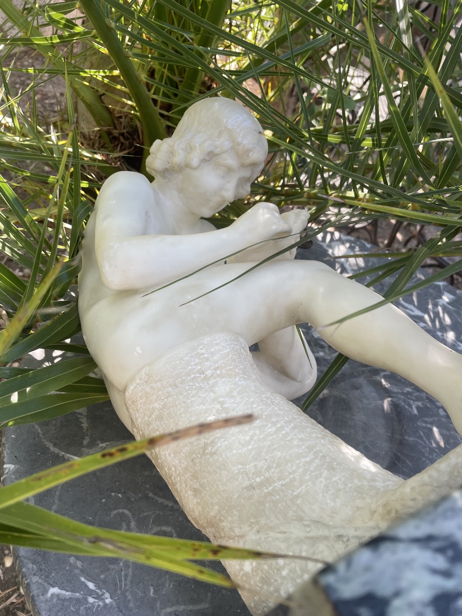 Alabaster Sculpture: "the Young Man With The Thorn" -photo-3
