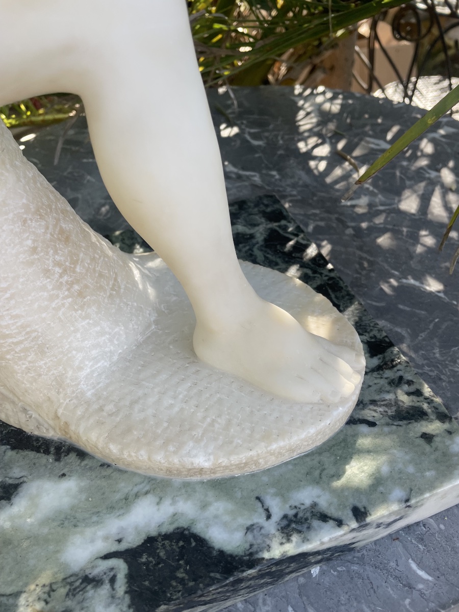 Alabaster Sculpture: "the Young Man With The Thorn" -photo-6