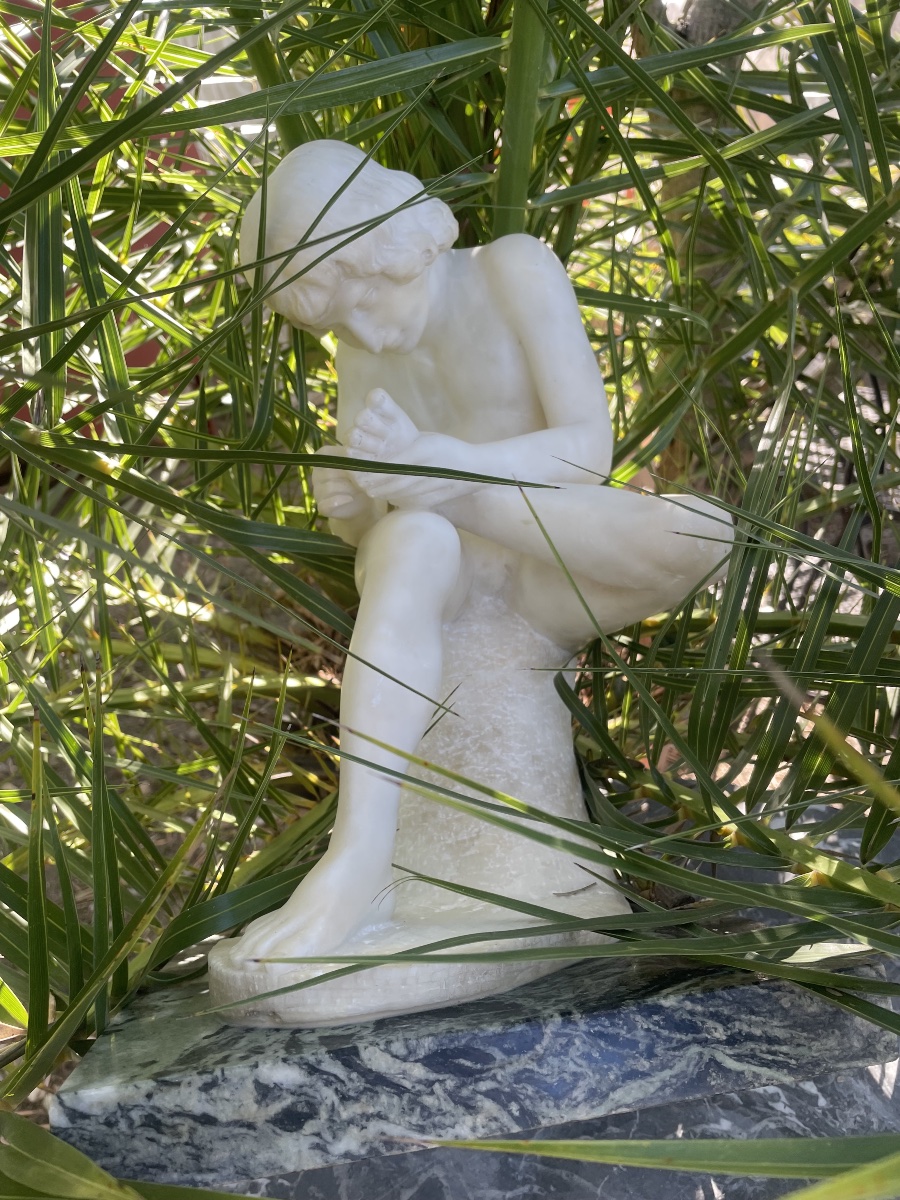 Alabaster Sculpture: "the Young Man With The Thorn" 