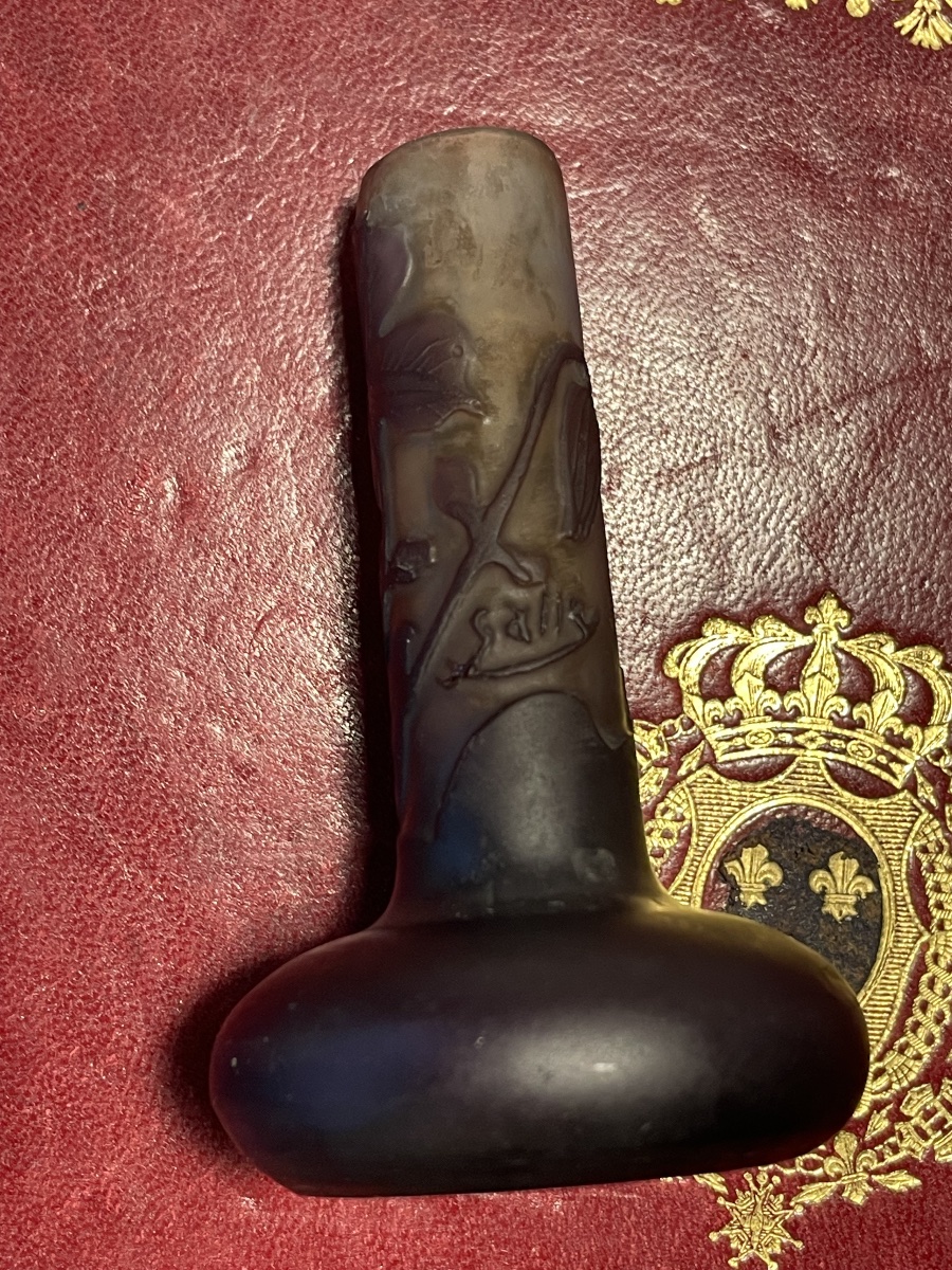 Small Glass Paste Vase By Gallé -photo-3