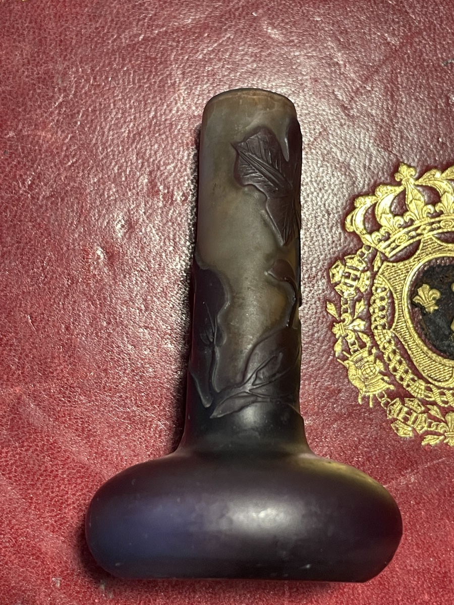 Small Glass Paste Vase By Gallé -photo-5