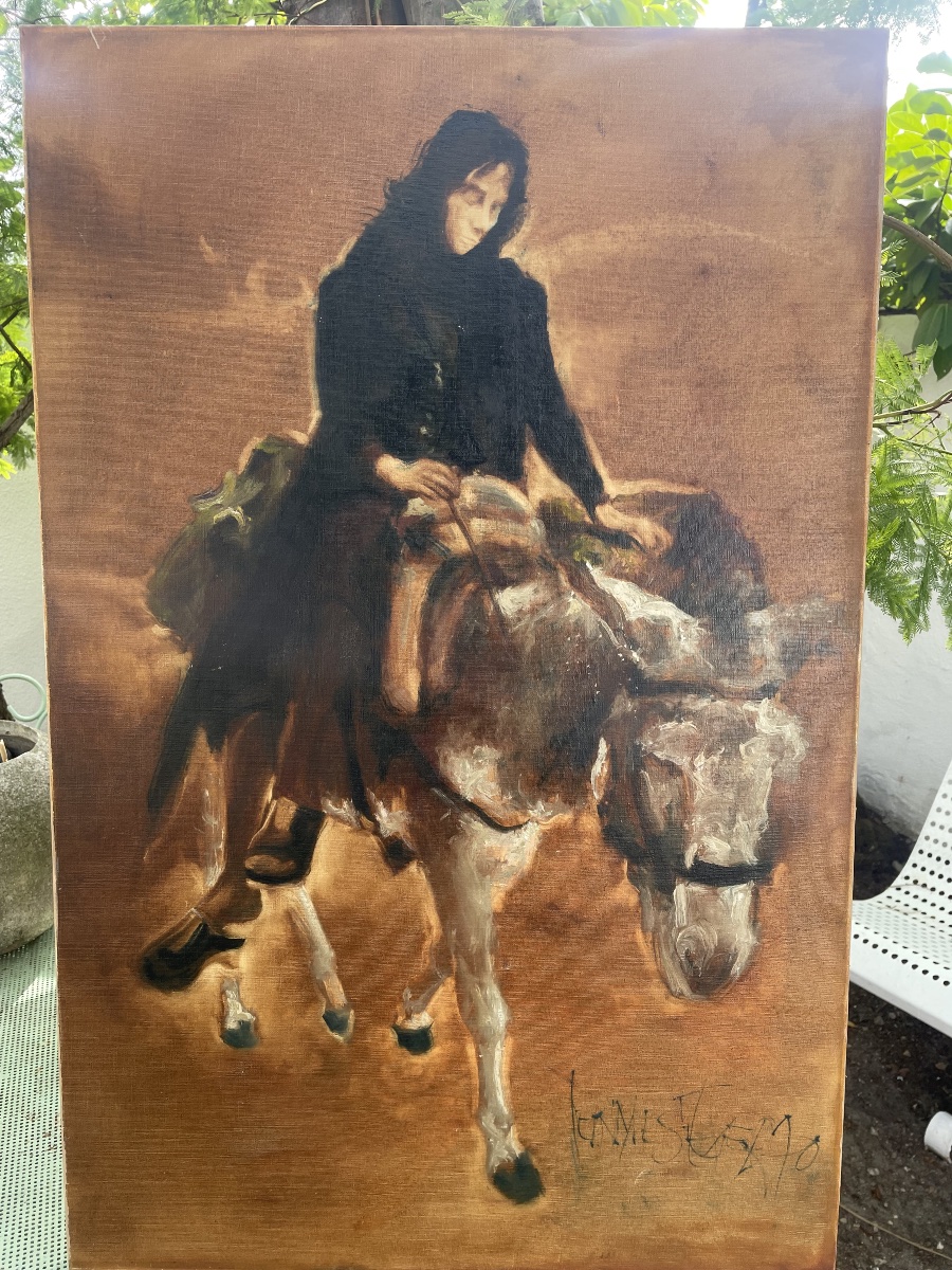 Retour du marché avec bourrico 