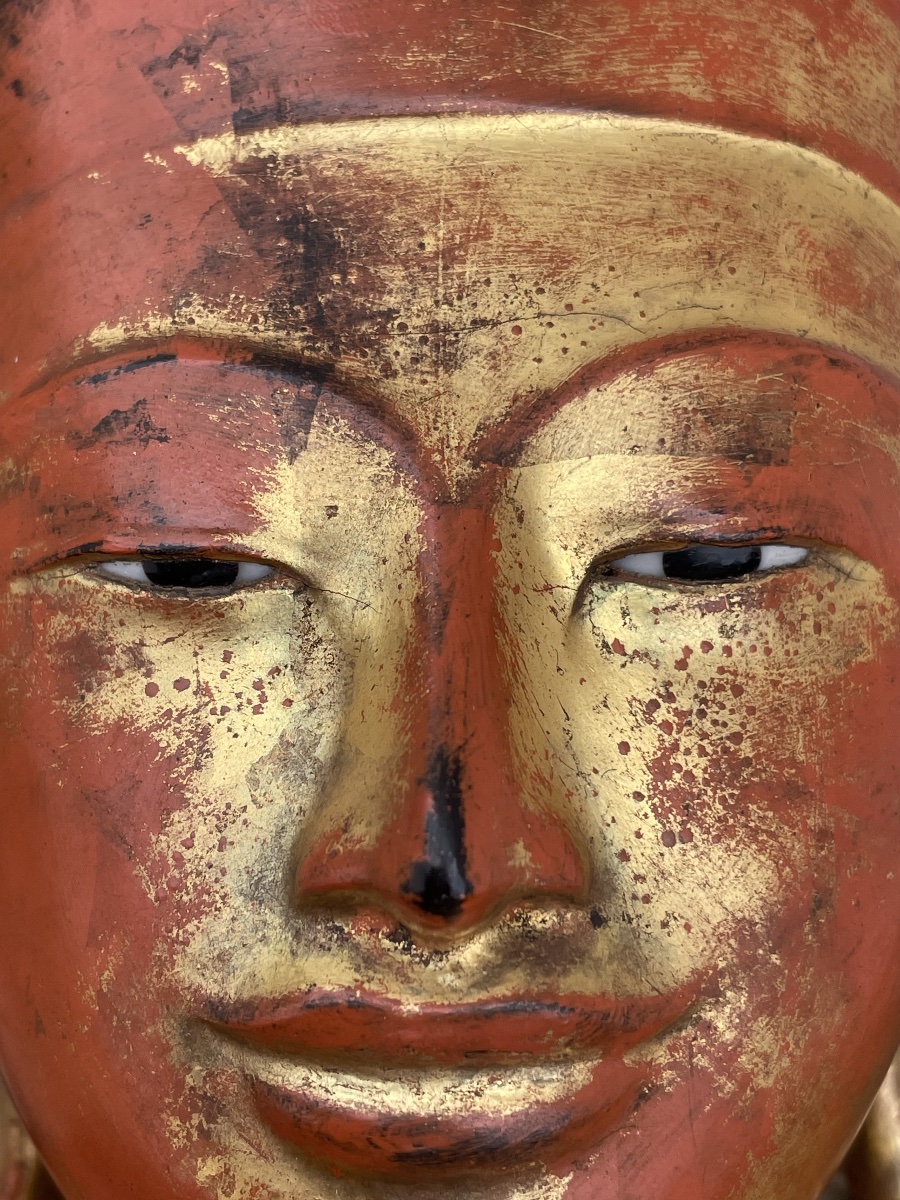 Grand Bouddha birman  bois doré du XIX eme -photo-1