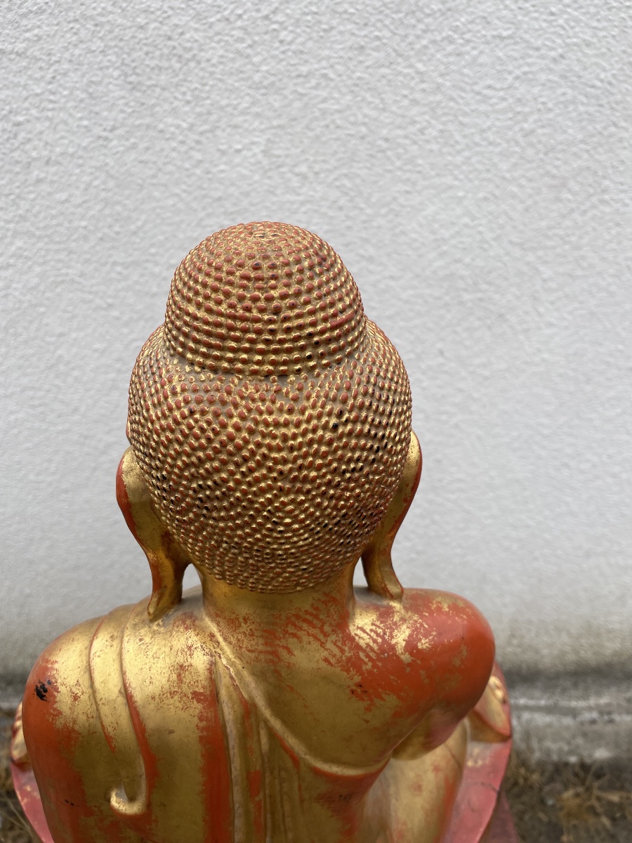 Grand Bouddha birman  bois doré du XIX eme -photo-3