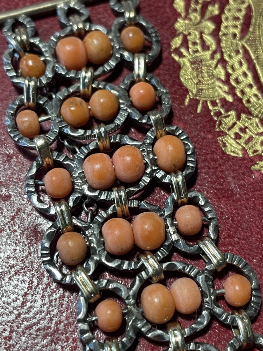 Bracelet or argent et corail -photo-1
