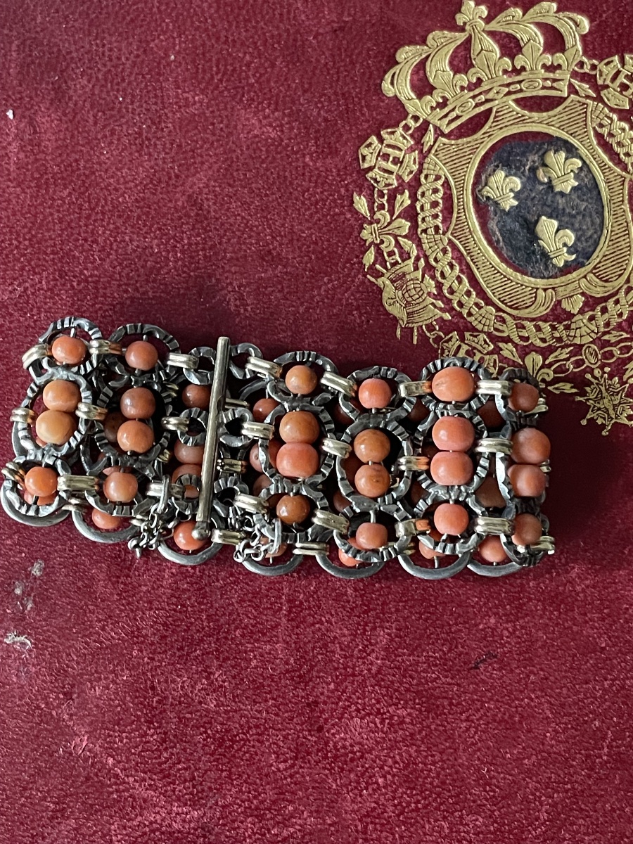 Bracelet or argent et corail -photo-4