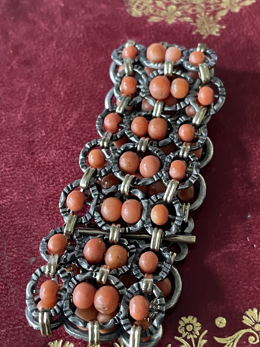 Bracelet or argent et corail -photo-6