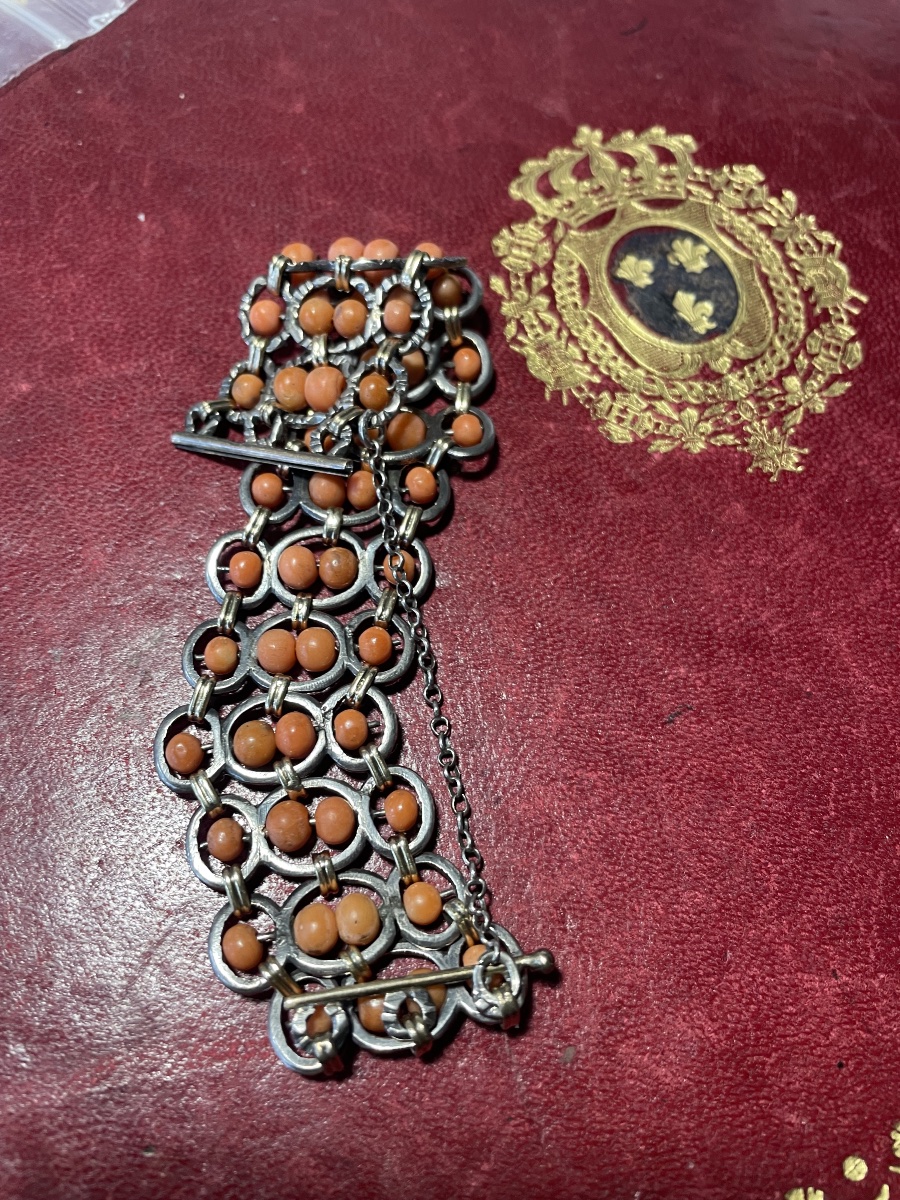 Bracelet or argent et corail -photo-7
