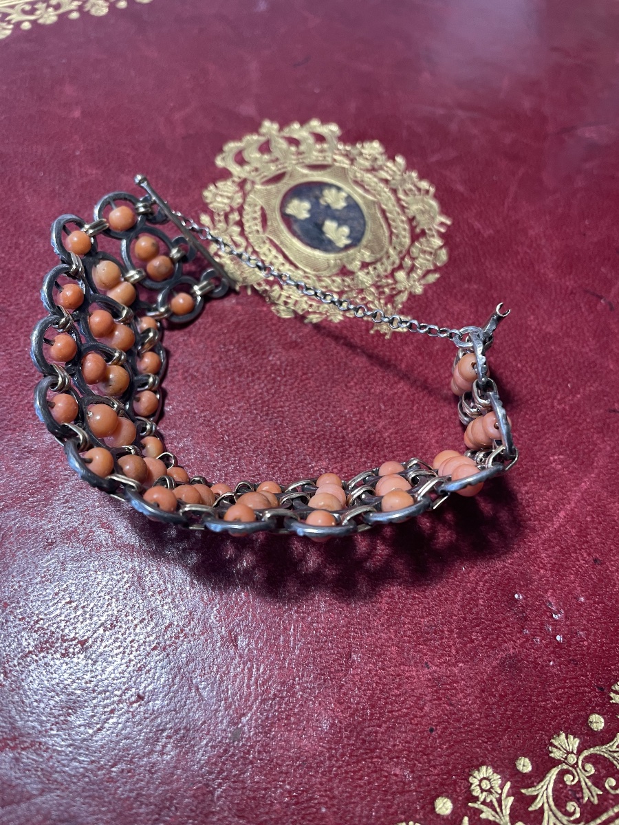 Bracelet or argent et corail -photo-8