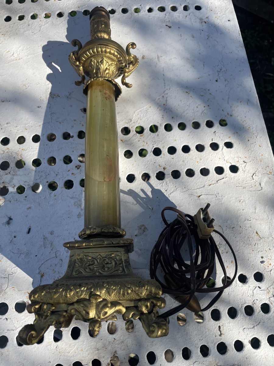 Pied de Lampe onyx et bronze doré 