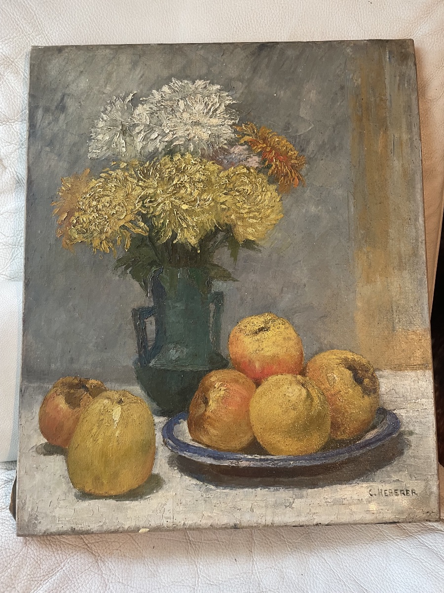 Pommes et fleurs de Charles Heberer 