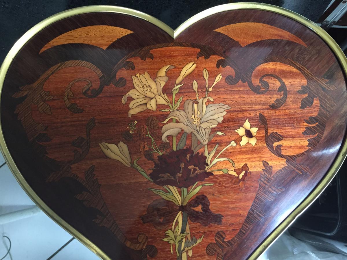 Pedestal Heart Shaped Marquetry XIXth-photo-2