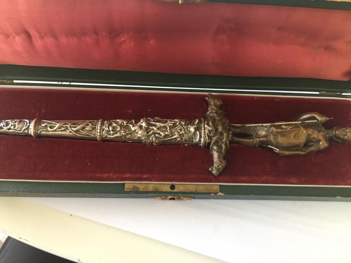 Dague Bronze Et Argent XIXeme -photo-4