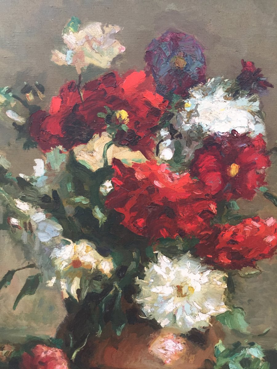 Huile Fleurs De Gustave Durand -photo-4