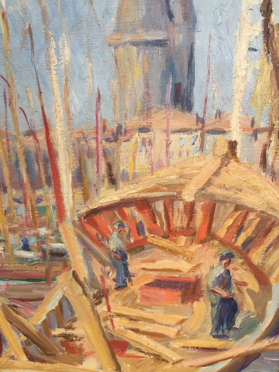 Oil On Canvas: The Port Of La Rochelle-photo-4