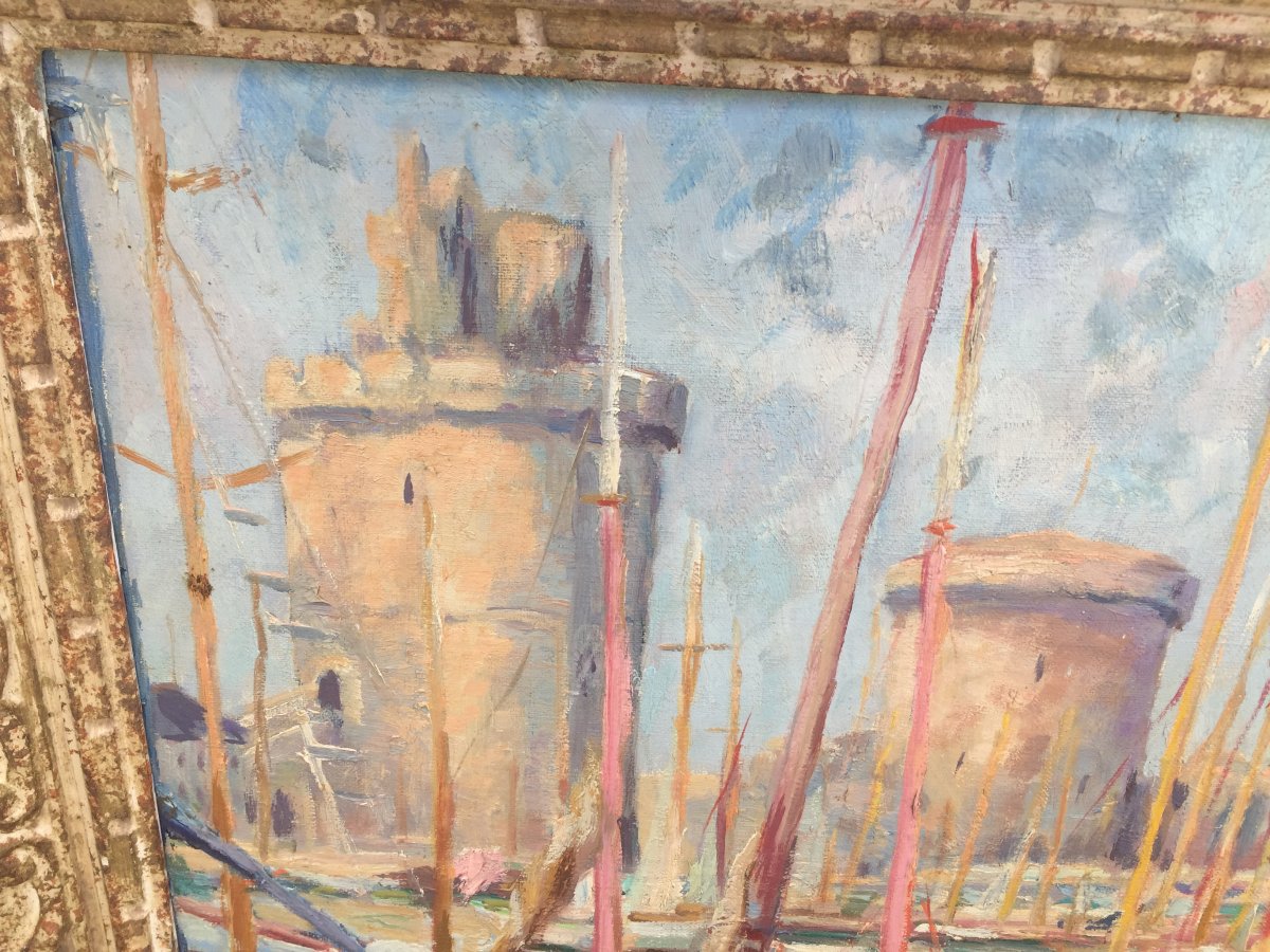 Huile Sur Toile :le Port De La Rochelle -photo-1