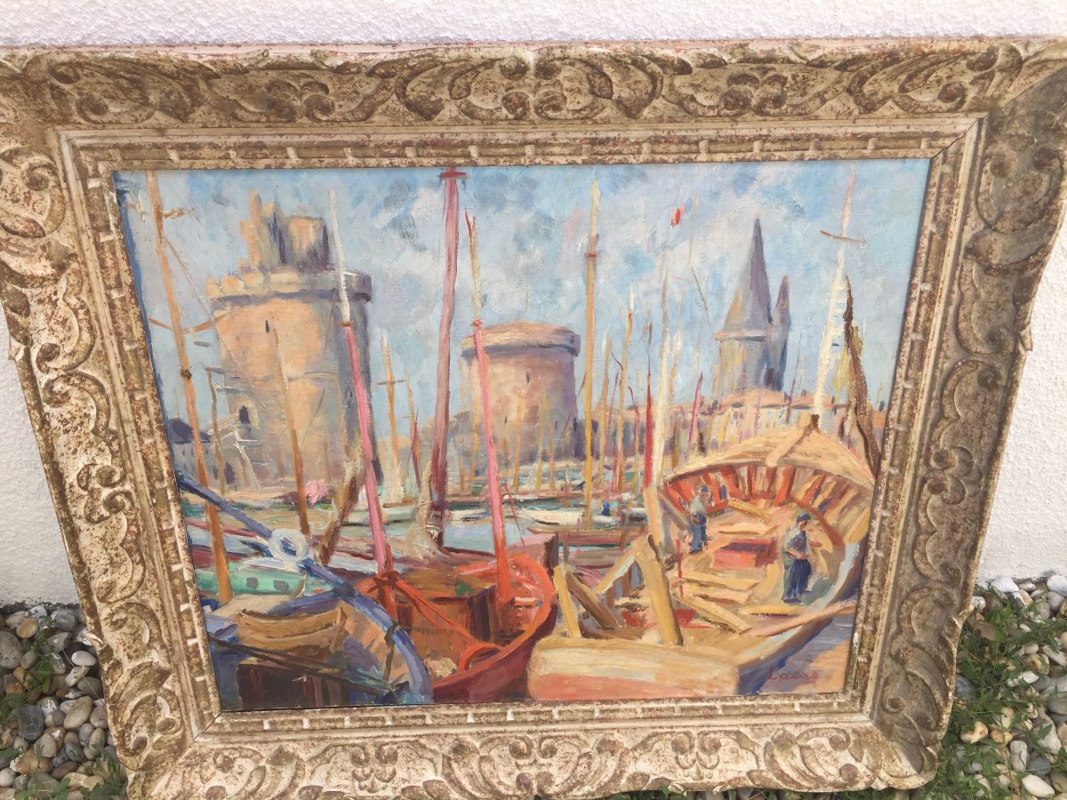 Oil On Canvas: The Port Of La Rochelle-photo-3