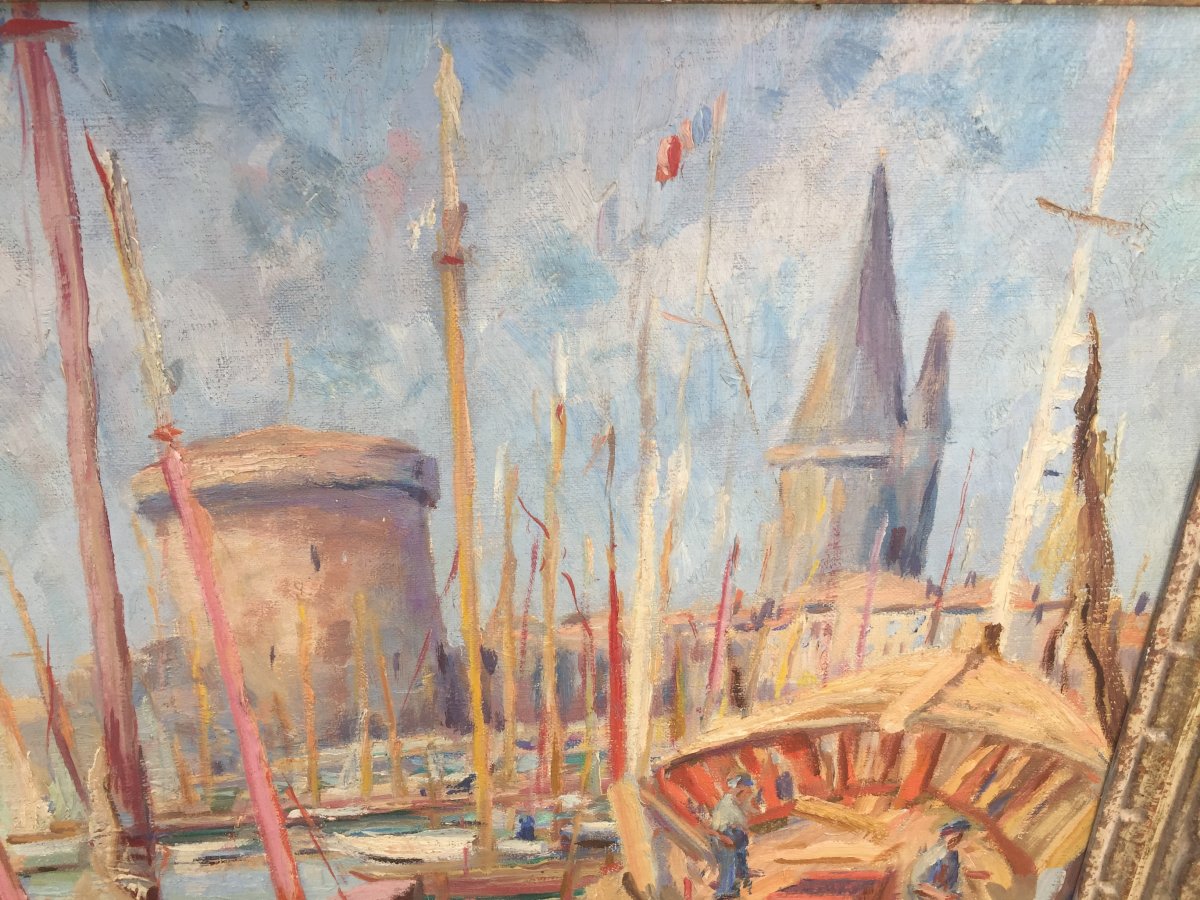 Oil On Canvas: The Port Of La Rochelle-photo-5