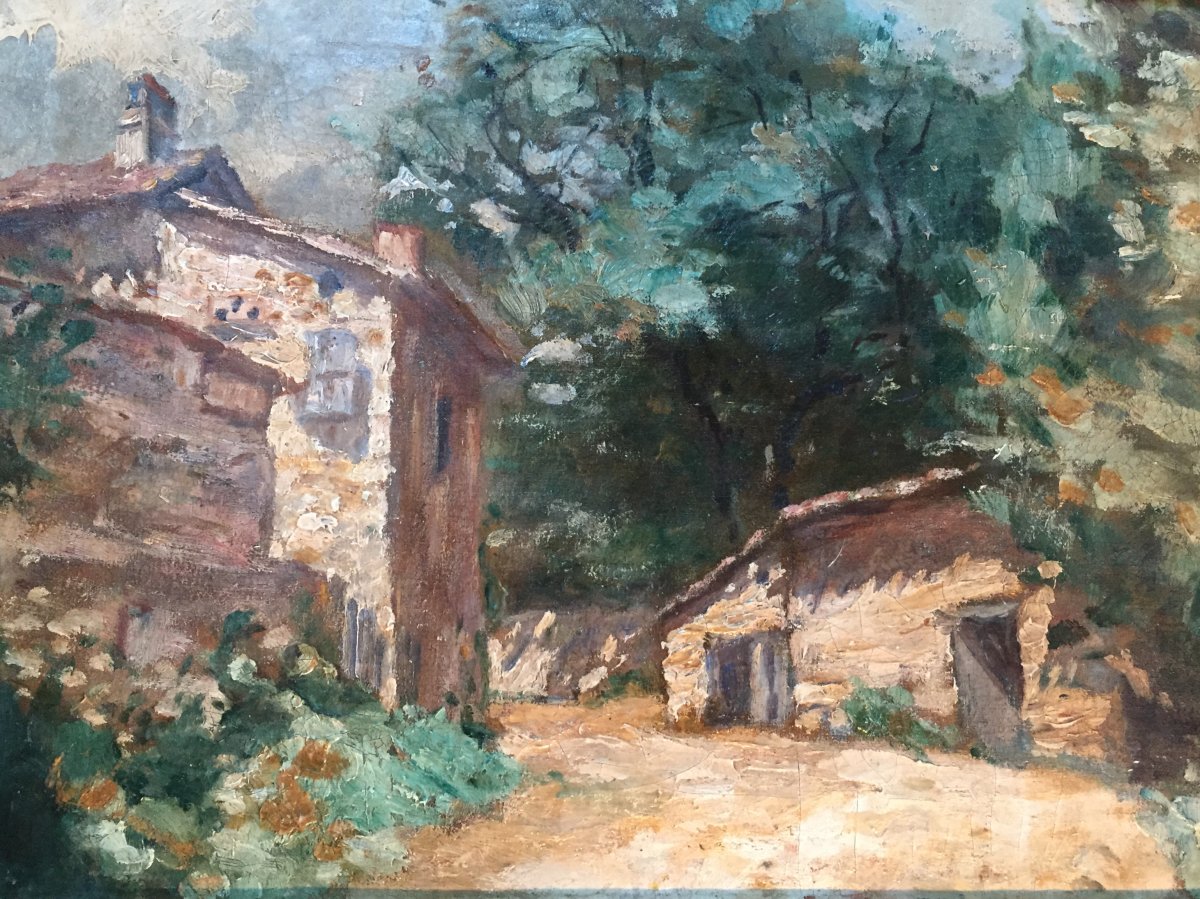 Oil On Canvas: 19th Century Peasant Farm-photo-2