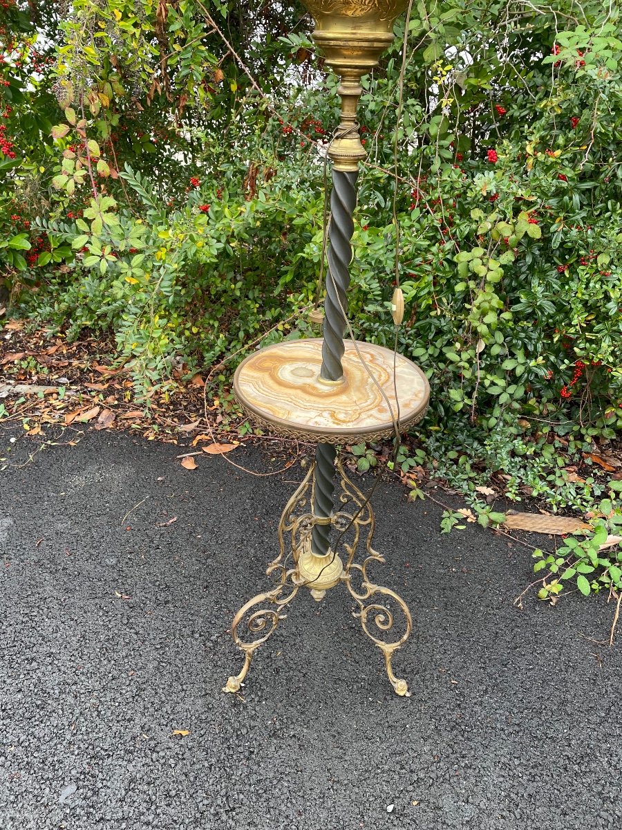 Gilt Bronze And Onyx Smoking Pedestal-photo-3