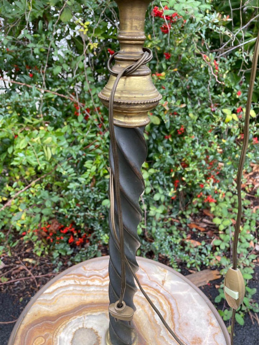 Gilt Bronze And Onyx Smoking Pedestal-photo-4